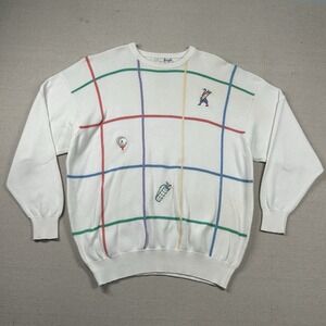 Vintage Pringle Sweater Mens XL‎ Nick Faldo Embroidered Golfer Festive Scotland